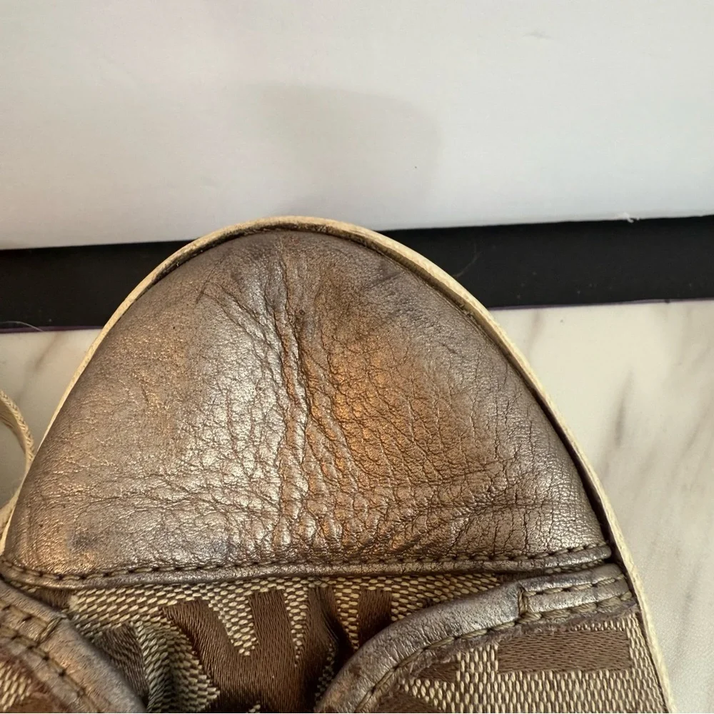 Michael Kors Brown Logo Metallic Toe Sneakers Size 9.5M